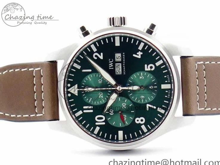 MIROTIME 0321 Pilot Chrono IW377726 ZF 1:1 Best Edition Green Dial on Brown Leather Strap A Trendsetting 7125